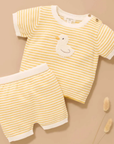 purebaby organic cotton baby clothes yellow knitted goose set