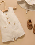 purebaby organic baby boy clothes brown linen blend romper kids