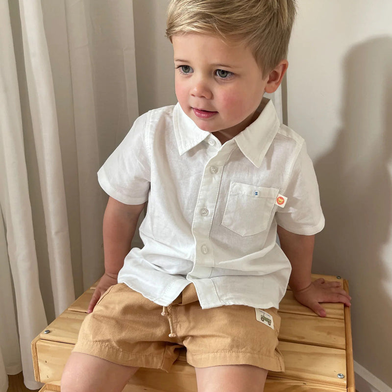 Purebaby Linen Blend Shirt White Little Suite