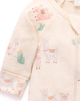 purebaby organic cotton baby clothes llama zip growsuit romper