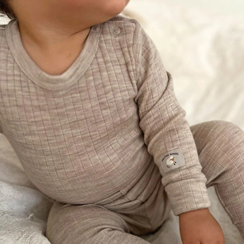 purebaby organic merino wool bodysuit beige baby travel bodysuit