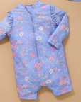 purebaby organic purple peony long sleeve rashie sunsuit baby kids swimwear