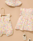 purebaby organic cotton baby kids dress garden flowers smocked dress girls