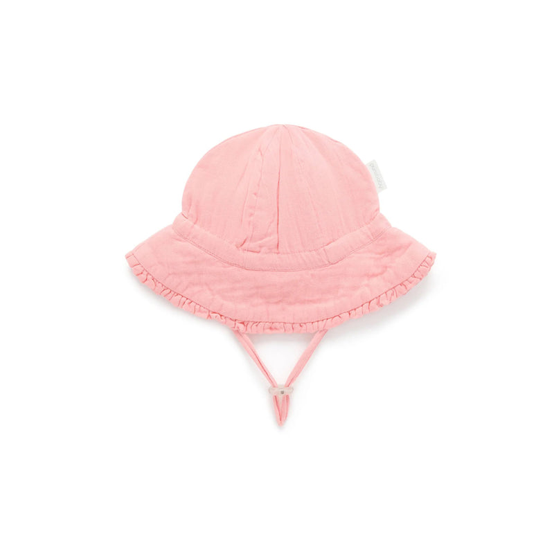 Ruffled Brim Sun Hat with Chin Tie - PINK Anna-Kaci Women main image 2