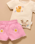 purebaby organic cotton kids girls shorts pink scalloped daisy shorts