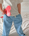 purebaby organic blue denim pants with drawstring kids jeans
