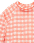purebaby organic rashie set coral gingham baby swim kids swimwear