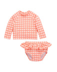 purebaby organic rashie set coral gingham baby swim kids swimwear