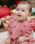 Festive Gingham Ruffle Romper