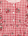 Festive Gingham Ruffle Romper