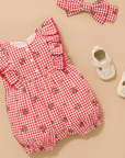purebaby organic festive gingham ruffle romper christmas baby clothes