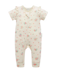 purebaby organic ruffle zip growsuit love heart floral baby