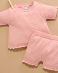 purebaby organic cotton baby girl clothes pink scalloped knit set kids