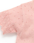 purebaby organic cotton baby girl clothes pink scalloped knit set kids