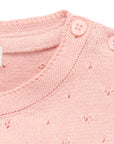 purebaby organic cotton baby girl clothes pink scalloped knit set kids