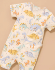 purebaby organic cotton baby romper dino sleepysaurus short pj growsuit