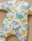purebaby organic cotton clothes padded sleeve onesie dinosaur baby kids