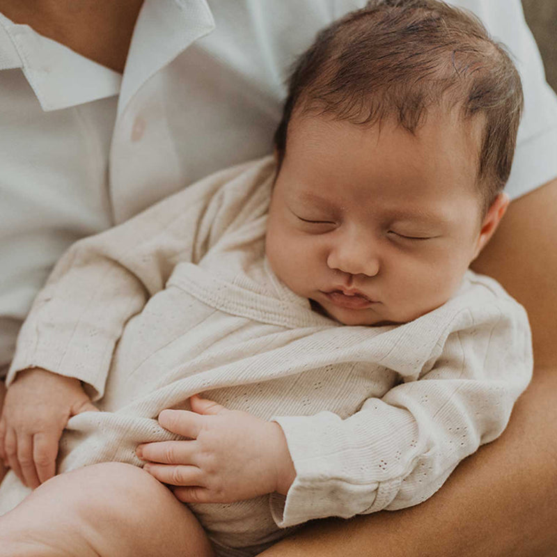 Purebaby Pointelle LS Wrap Bodysuit Wheat Melange – Little Suite