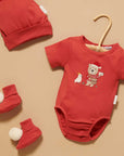 purebaby organic postie santa bodysuit baby christmas outfit
