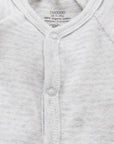 Premi Velour Growsuit in Pale Grey Stripe