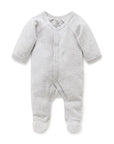 Premi Velour Growsuit in Pale Grey Stripe