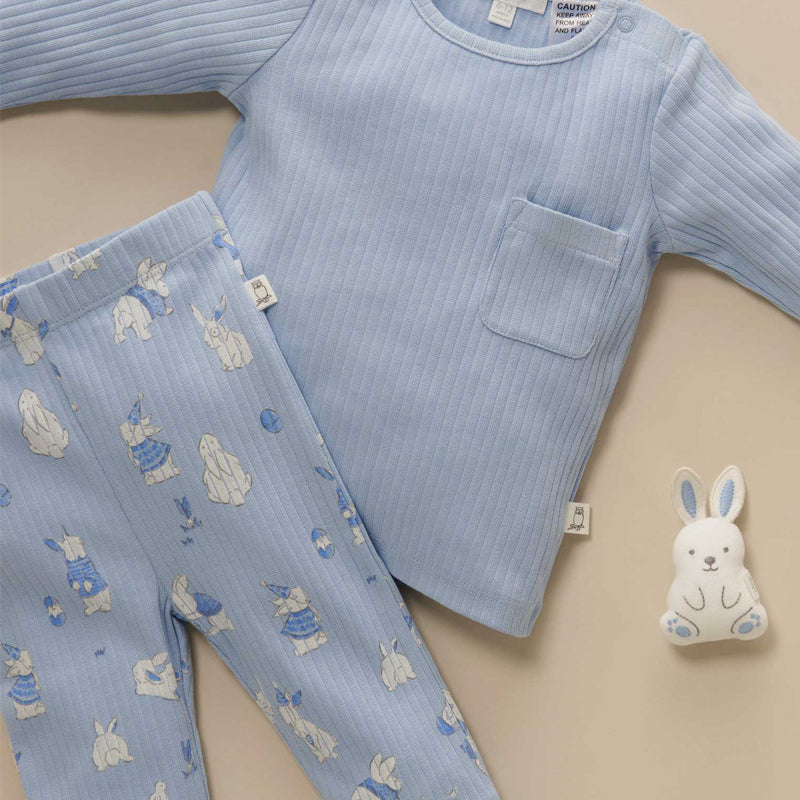 Rib Pyjama Set &amp; Bunny Toy Icicle Bunny