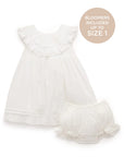 purebaby organic ruffle dress vanilla baby girl