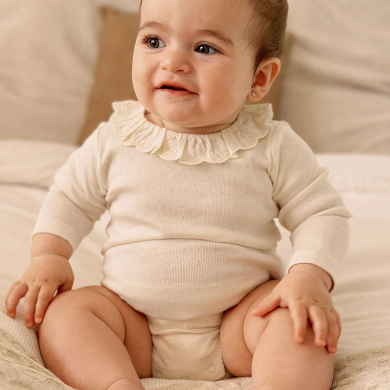 purebaby ruffle pointelle bodysuit baby girl