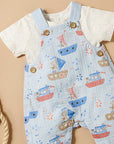 purebaby organic seaside set in captain doggy print baby organic cotton clothes