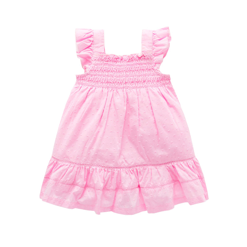 purebaby organic cotton pink shirred dress baby dress girl dress