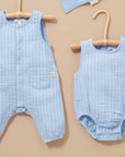 purebaby crinkle bodysuit kruger stripe baby blue bodysuit