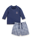 purebaby organic swim set marine gingham board short kids