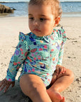 Toucan Frilly Long Sleeve Swimsuit