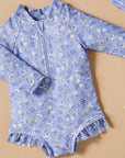 Blue Daisy Long Sleeve Swimsuit