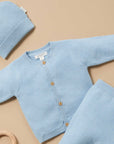 Textured Knit Cardigan | Blue Melange