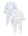 organic cotton zip growsuit baby blue