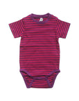 Cerise Pink Striped Short Sleeve Bodysuit