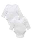 Easy Neck L/SS Bodysuit White (Pack of 2)
