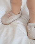 Leather Pull On Slippers Blush Bunny