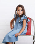 anarkid organic cotton chambray washed blue dress girl