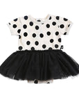 anarkid organic cotton spot polka dot tutu tulle bodysuit black baby