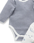 Easy Neck L/S Bodysuit Vanilla Nautical (Pack of 2)