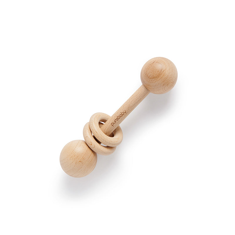 purebaby natural wooden rattle baby toy