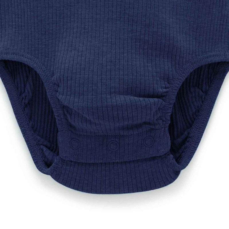 Winter Navy Rib Short Sleeve Bodysuit