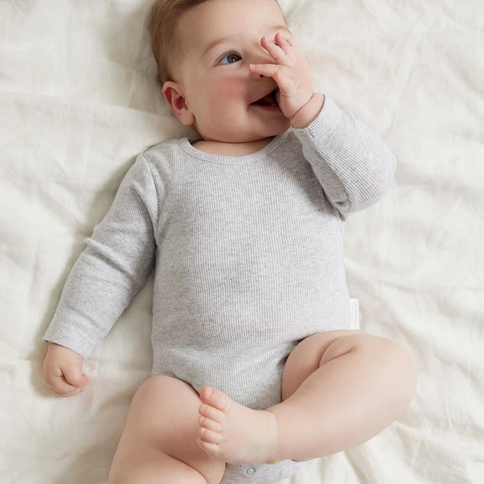 Long Sleeve Ribbed Bodysuit Grey - Main Image