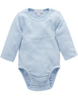 purebaby ribbed long sleeve bodysuit pale blue melange organic cotton baby
