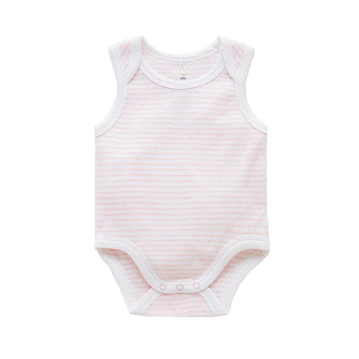 purebaby singlet bodysuit pale pink melange organic cotton baby clothes