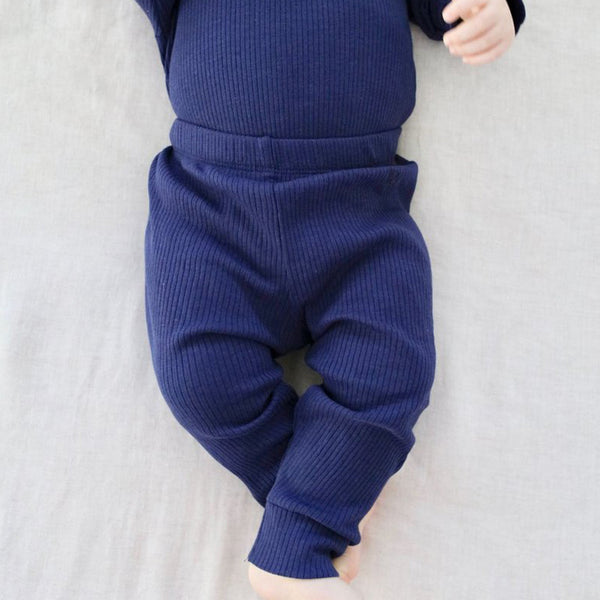 Babyhug Lace Border Three Fourth Leggings - Navy