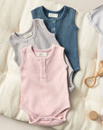 sapling child vintage pink waffle tank bodysuit baby onesie