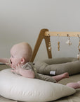 baby tummy time on snuggle me organic feeding support pillow